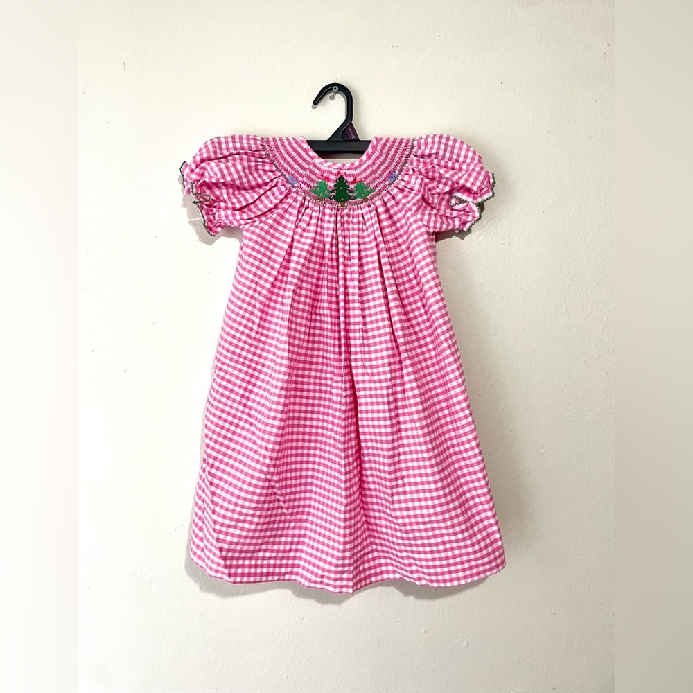 Southern Sunshine Girls Smocked Pink Gingham Holiday Dress Size 3 EUC